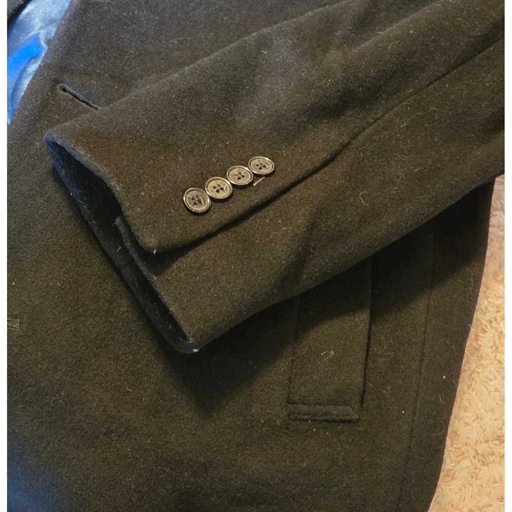 Michael Kors Mid-Length Single Breasted Overcoat Wool Cashmere Mens 40R Black